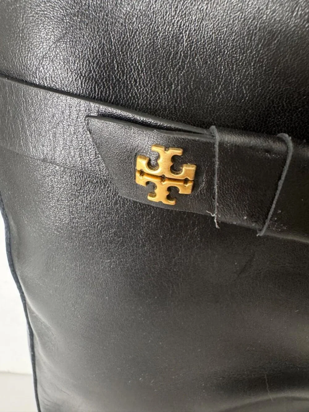 Tory Burch Everly Strap Tall Knee Black Leather Riding Boots Size 5 NEW